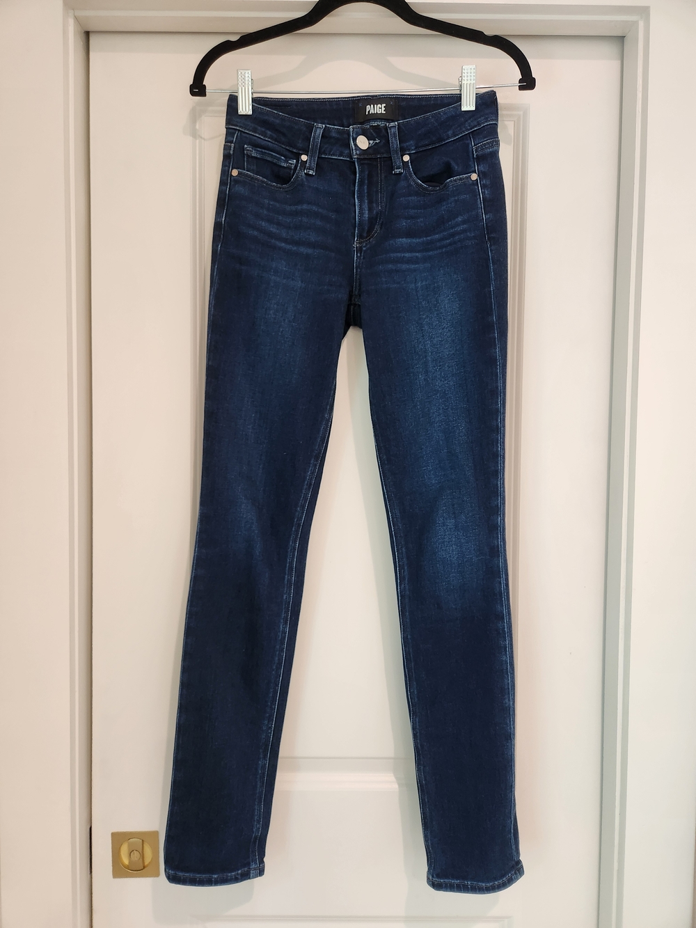 PAIGE Women's Dark Blue Slim Straight Jeans